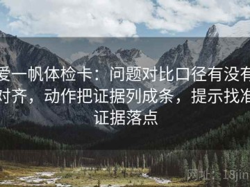 爱一帆体检卡：问题对比口径有没有对齐，动作把证据列成条，提示找准证据落点