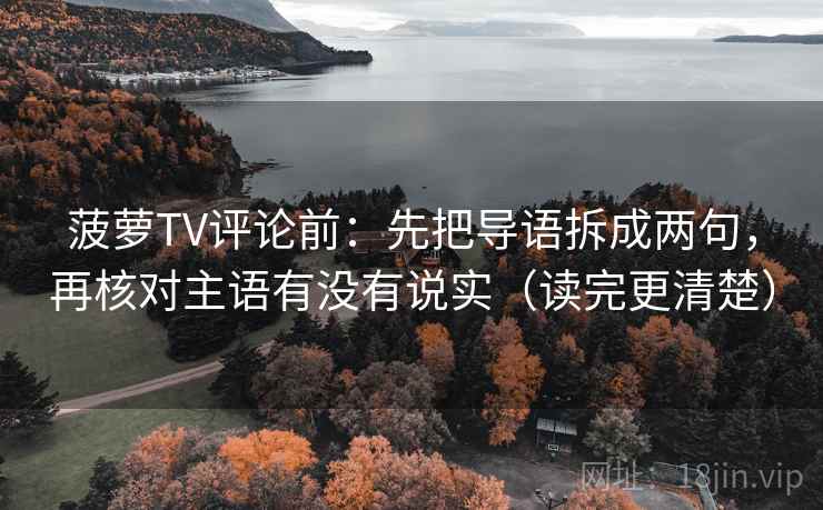 菠萝TV评论前：先把导语拆成两句，再核对主语有没有说实（读完更清楚）