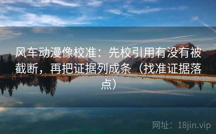 风车动漫像校准：先校引用有没有被截断，再把证据列成条（找准证据落点）
