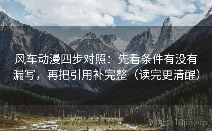 风车动漫四步对照：先看条件有没有漏写，再把引用补完整（读完更清醒）